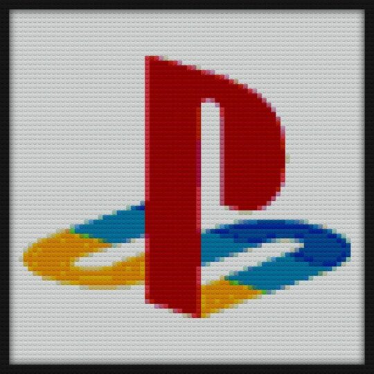 PS Logo Classic T Shirt Bricks Art | Compatible with LEGO-style bricks | Pixel Brick Art