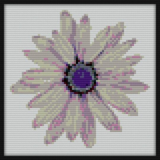 Purple Daisy Bricks Art | Compatible with LEGO-style bricks | Pixel Brick Art