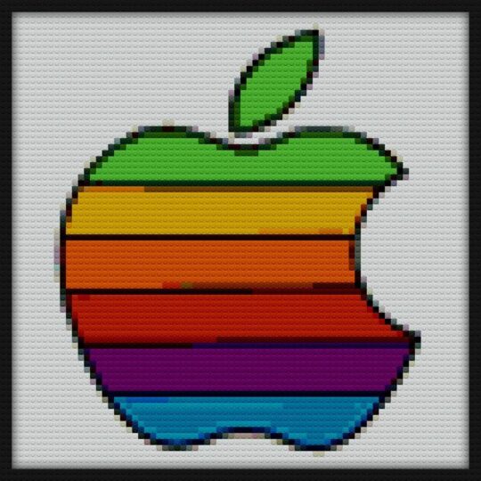 Rainbow Apple Bricks Art | Compatible with LEGO-style bricks | Pixel Brick Art