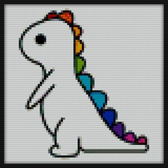 Rainbow Pride LGBTQ Dino Bricks Art | Compatible with LEGO-style bricks | Pixel Brick Art