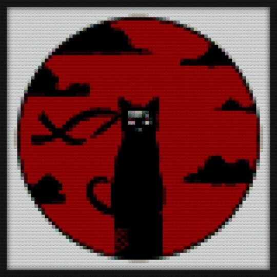 Redmoon Ninja Cat Slaughter Bricks Art | Compatible with LEGO-style bricks | Pixel Brick Art