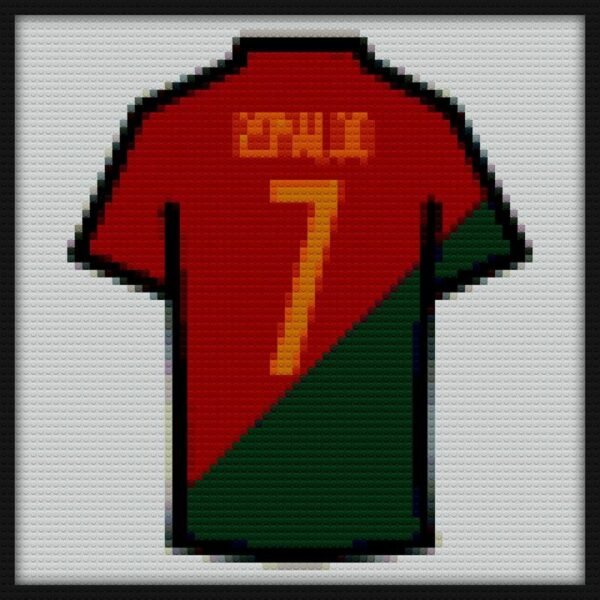Ronaldo 7 POR Red Green 22 Football Jersey Bricks Art