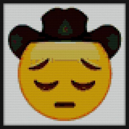 Sad Cowboy Emoji Bricks Art | Compatible with LEGO-style bricks | Pixel Brick Art