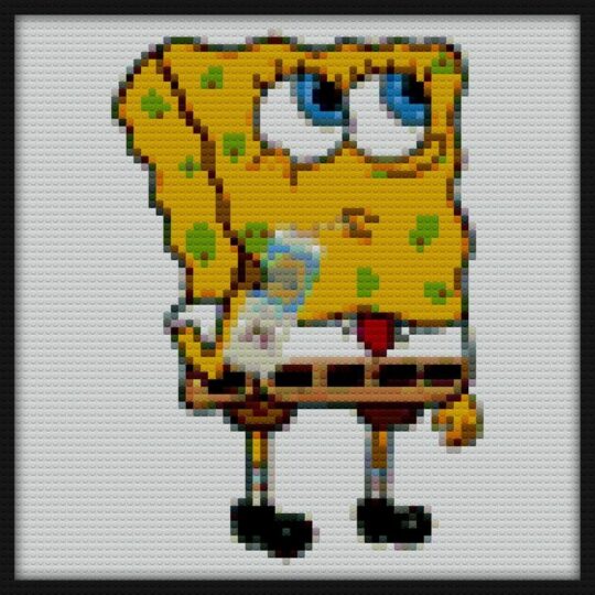 Spongebob Drinking High Noon Seltzer Bricks Art | Compatible with LEGO-style bricks | Pixel Brick Art