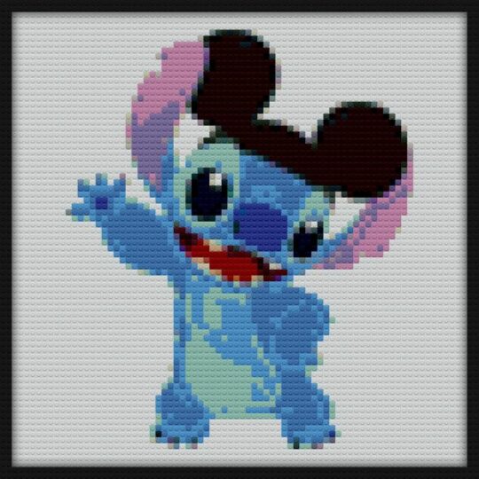 Stitch With Mickey Ears Bricks Art | Compatible with LEGO-style bricks | Pixel Brick Art