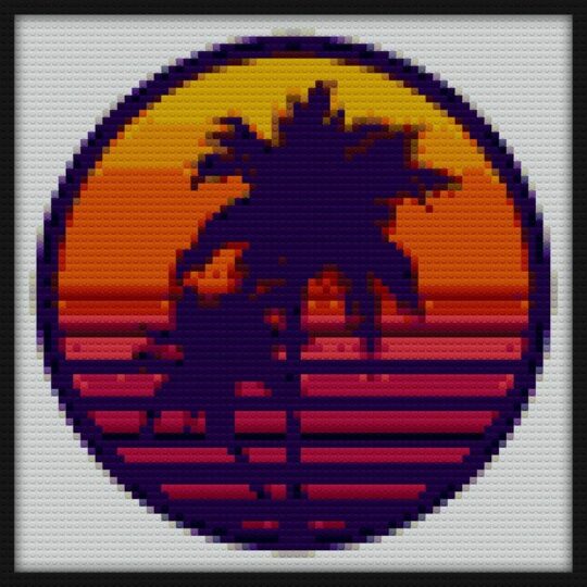 Synthwave Sunset Bricks Art | Compatible with LEGO-style bricks | Pixel Brick Art