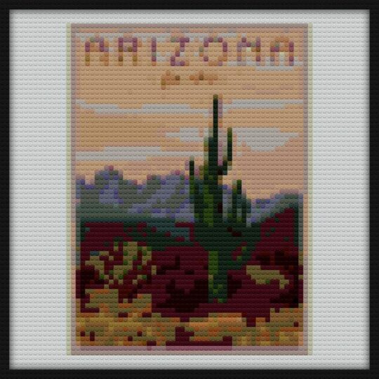 Travel Arizona Bricks Art | Compatible with LEGO-style bricks | Pixel Brick Art