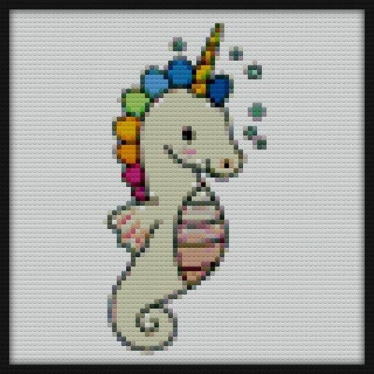 Unicorn seahorse mosaic art