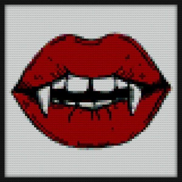 Vampire red lips on black background Bricks Art