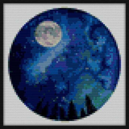 Watercolor Starry Night Bricks Art | Compatible with LEGO-style bricks | Pixel Brick Art