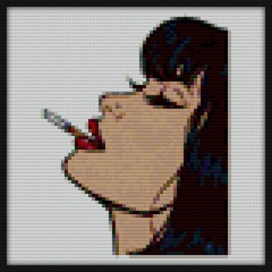 Woman smoking cigarette art Bricks Art