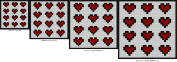 12 Pixel Hearts Red Bricks diy blocks