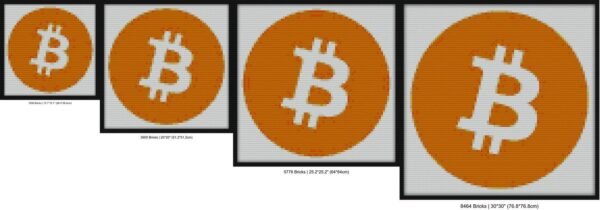 Bitcoin BTC Logo Crypto Merge Minimalist Bricks brick block art