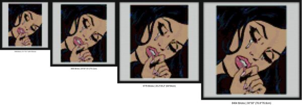 Black Hair Crying Comic Girl Bricks diy bricks art | Compatible with LEGO-style bricks | Pixel Brick Art