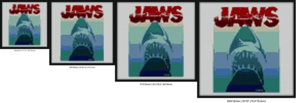 JAWS GREAT WHITE DANGEROUS SHARK color Bricks mosaic blocks