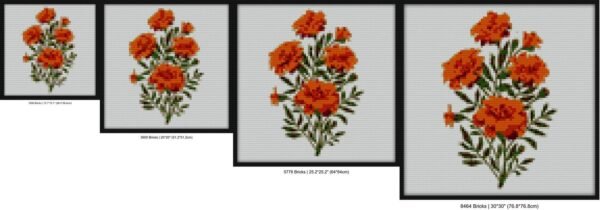 Marigold Flowers Bricks diy art
