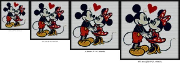 Mickey and Minnie hug Bricks diy art