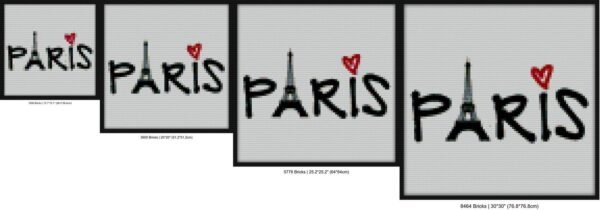 Paris with Eiffel tower and red heart Bricks brick block art