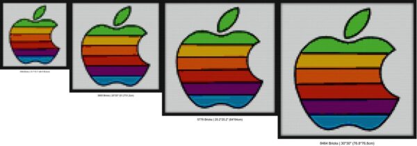 Rainbow Apple Bricks diy mosaic | Compatible with LEGO-style bricks | Pixel Brick Art