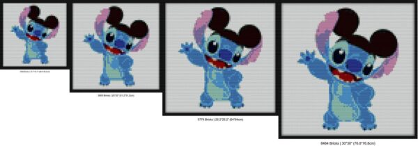 Stitch With Mickey Ears Bricks mosaic wall art