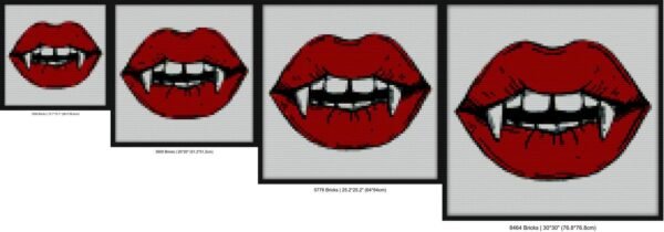 Vampire red lips on black background Bricks mosaic art