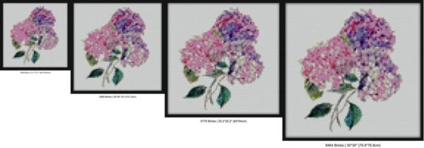 Watercolor branch of blooming hydrangeas Bricks mosaic art