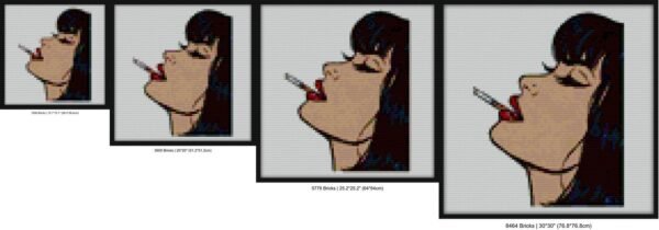 Woman smoking cigarette art Bricks diy bricks art