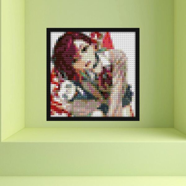 "Unique Dan Da Dan MOMO Wall Art Frame - Shop Now!" pixel-style bricks | Compatible with LEGO-style bricks | Pixel Brick Art