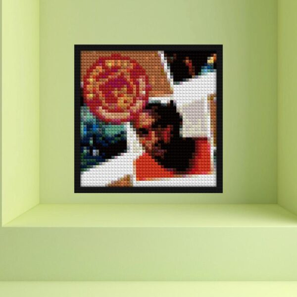 "Kanye West 'Through the Wire' Album Wall Art Frame" pixel brick art | Compatible with LEGO-style bricks | Pixel Brick Art