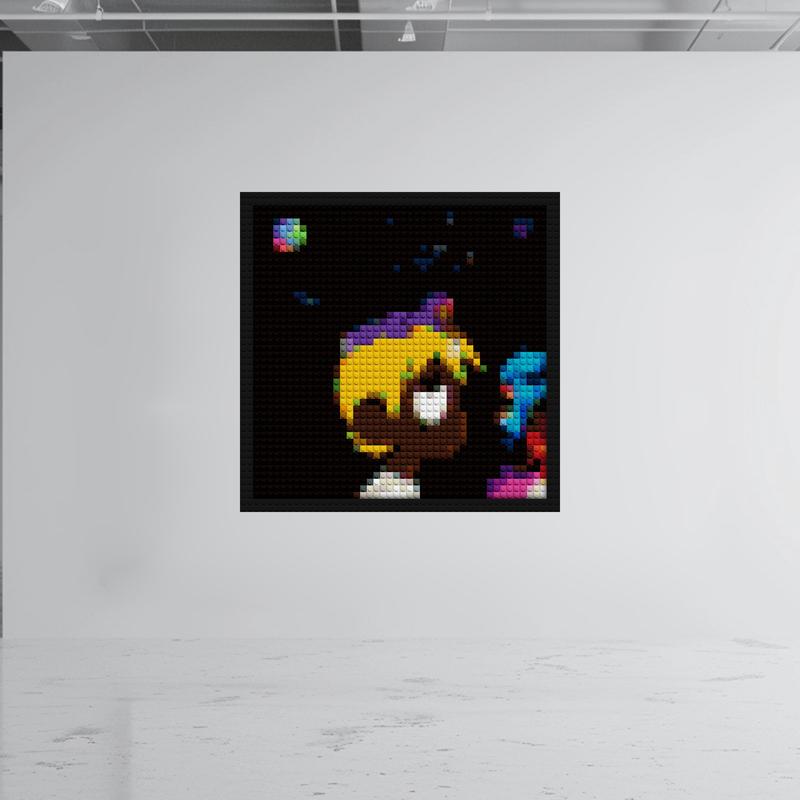 "Lil Uzi Vert Pixel Art Frame - Unique Wall Art" block mosaic design | Compatible with LEGO-style bricks | Pixel Brick Art