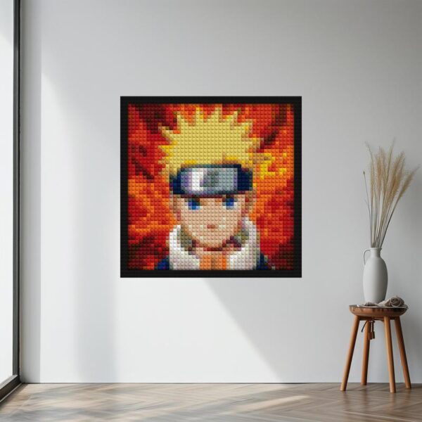 "Naruto-Inspired Wall Art Frame - Unique Design" brick block wall decor | Compatible with LEGO-style bricks | Pixel Brick Art