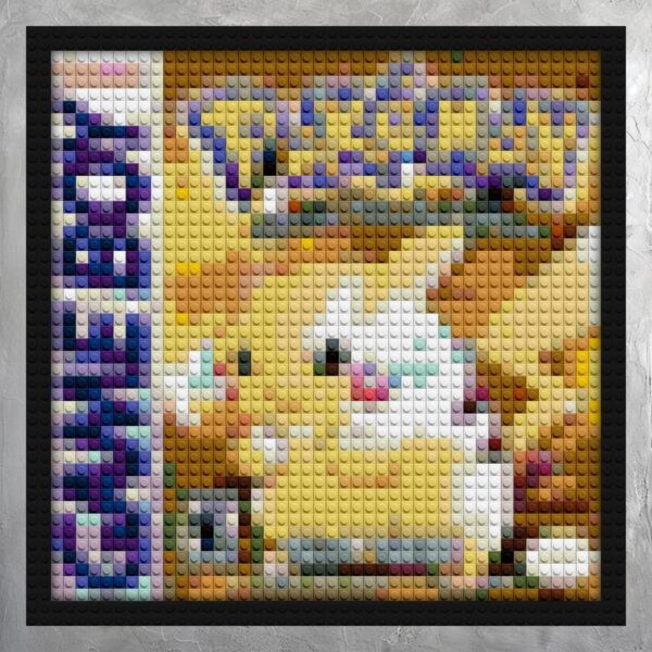 "Unique Pokemon Yellow Pixel Art Frame - Retro Style" brick-building wall art | Compatible with LEGO-style bricks | Pixel Brick Art