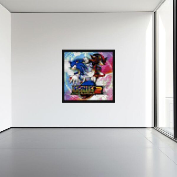 "Sonic Adventure 2 Game-Inspired Wall Art Frame" custom brick portraits | Compatible with LEGO-style bricks | Pixel Brick Art