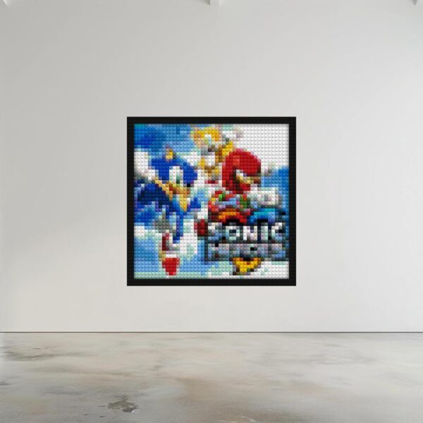 "Sonic Heroes Wall Art Frame - Colorful Game Design" brick block wall decor | Compatible with LEGO-style bricks | Pixel Brick Art