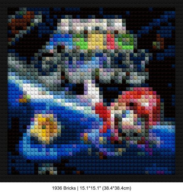 Super Mario Galaxy brick wall art | Compatible with LEGO-style bricks | Pixel Brick Art