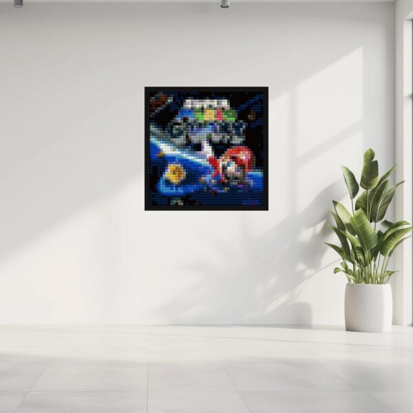 "Super Mario Galaxy Pixel Art Frame - Unique Design" brick block wall decor | Compatible with LEGO-style bricks | Pixel Brick Art