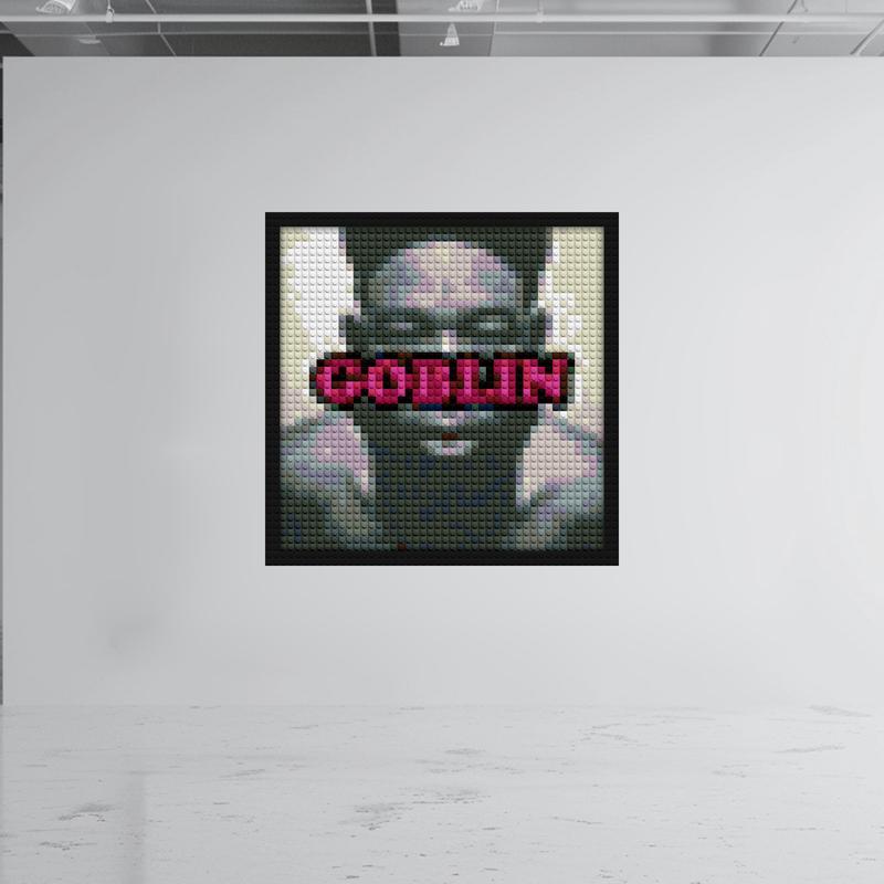 "Exclusive Tyler The Creator Goblin Deluxe Art Frame" handmade brick mosaics | Compatible with LEGO-style bricks | Pixel Brick Art