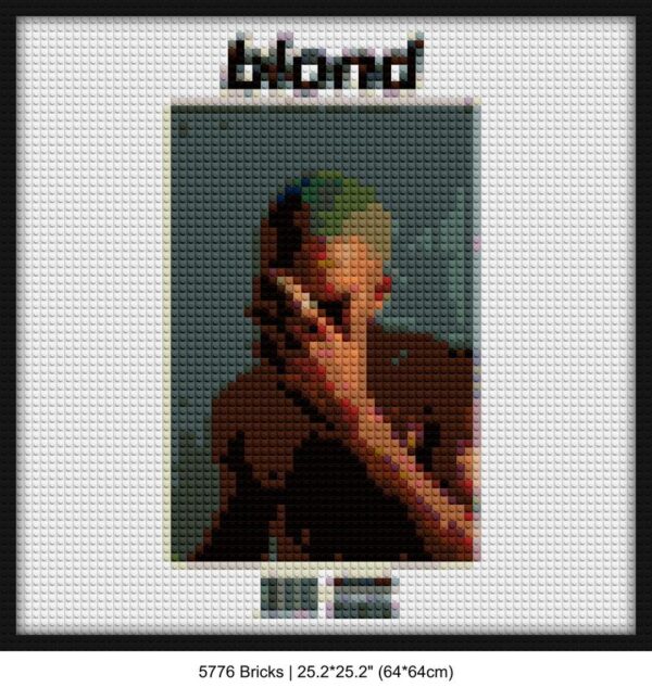 "Frank Ocean Blond Inspired Wall Art Frame - Unique" DIY interlocking bricks | Compatible with LEGO-style bricks | Pixel Brick Art