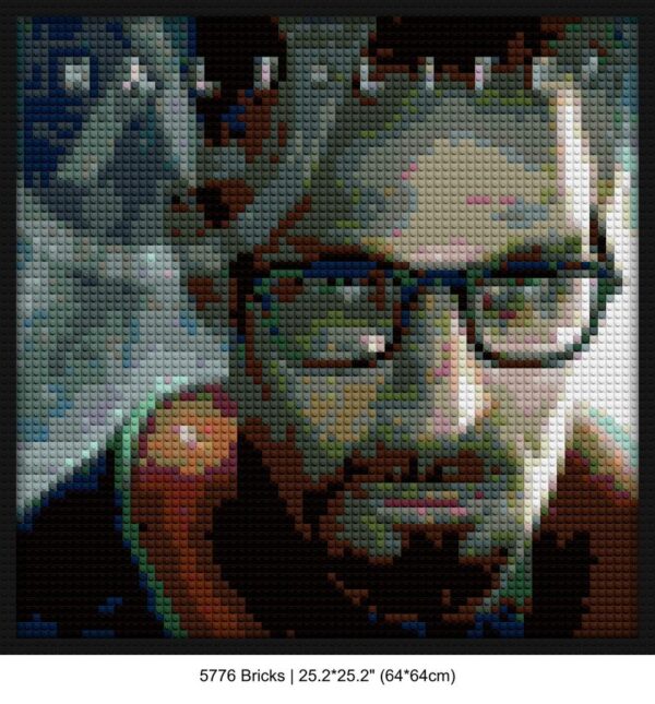 Gordon Freeman wall art DIY pixel mosaic | Compatible with LEGO-style bricks | Pixel Brick Art