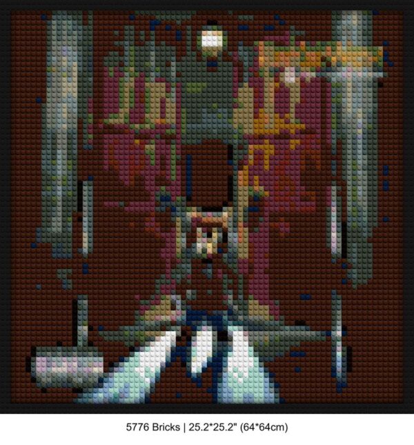 "Kanye West Late Registration Art Frame - Unique Design" DIY brick mosaic | Compatible with LEGO-style bricks | Pixel Brick Art