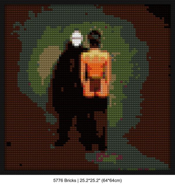 "Kanye West Vulture Album Wall Art Frame - Exclusive" pixel brick art | Compatible with LEGO-style bricks | Pixel Brick Art