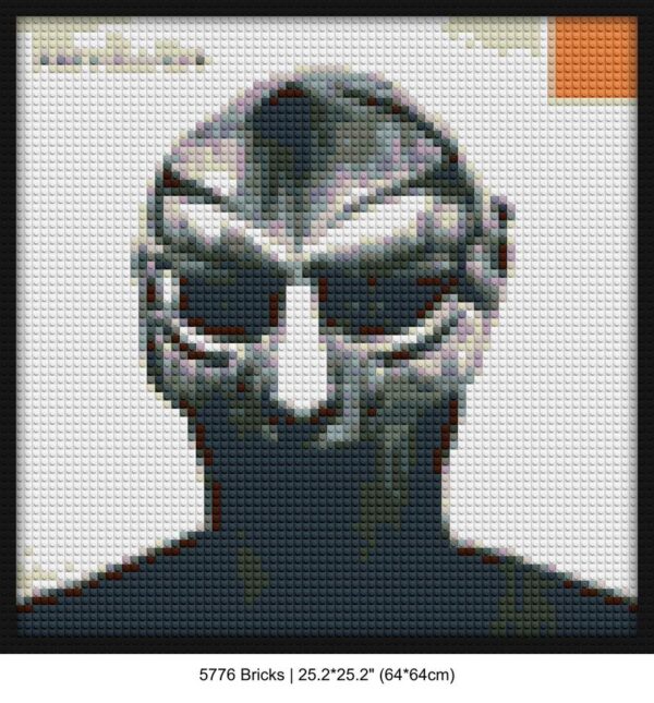 "MF DOOM Album Cover Wall Art Frame - Exclusive" handmade brick mosaics | Compatible with LEGO-style bricks | Pixel Brick Art