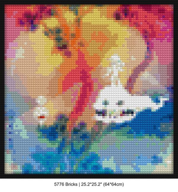 Stylish music-inspired brick wall decoration for fans of Kanye West and Kid Cudi | Compatible with LEGO-style bricks | Pixel Brick Art