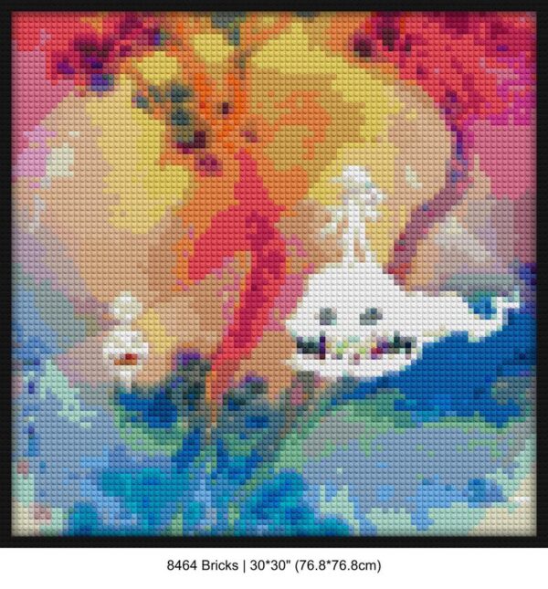 Modern brick wall decor inspired by Kanye West and Kid Cudi's Kids See Ghosts album | Compatible with LEGO-style bricks | Pixel Brick Art