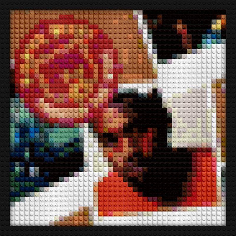 Kanye West Album Through the wire brick building wall art | Compatible with LEGO-style bricks | Pixel Brick Art
