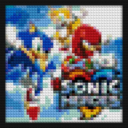 Sonic Heroes interlocking brick mosaic | Compatible with LEGO-style bricks | Pixel Brick Art