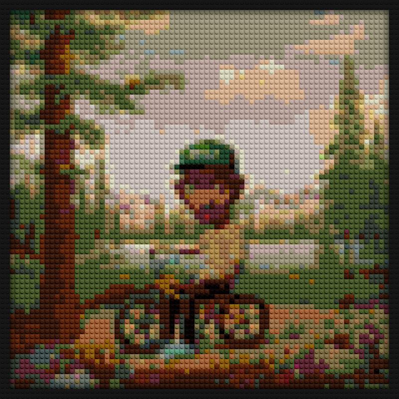 Tyler The creator Wolf album bike block mosaic design | Compatible with LEGO-style bricks | Pixel Brick Art