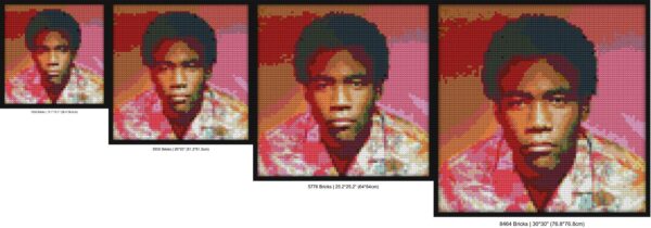 "Childish Gambino Wall Art Frame - Internet Theme" pixel brick art | Compatible with LEGO-style bricks | Pixel Brick Art