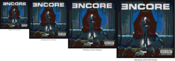 "Eminem Encore Album Wall Art Frame - Unique Design" creative brick wall decor | Compatible with LEGO-style bricks | Pixel Brick Art