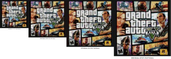 "GTA 5 Themed Wall Art Frame - Urban Style" brick block wall decor | Compatible with LEGO-style bricks | Pixel Brick Art